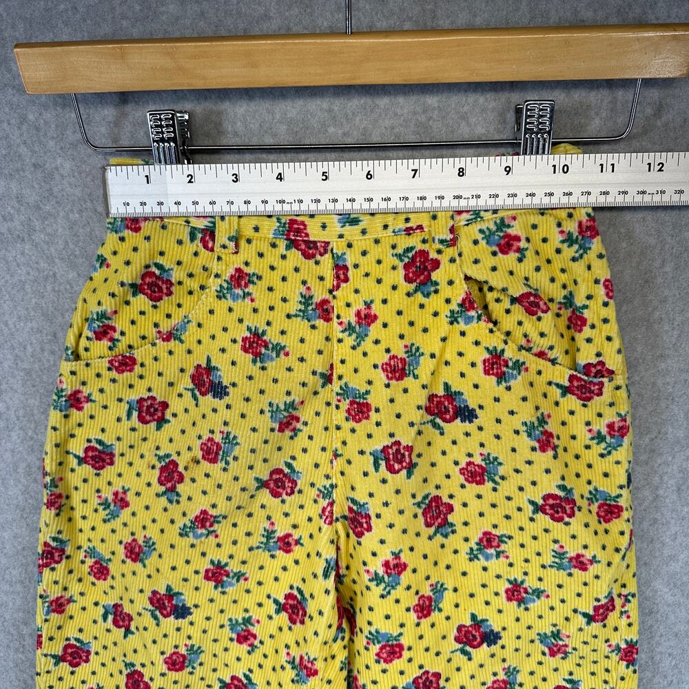 United Colors of Benetton Pants Girls Size 32 6 Yellow Floral Corduroy Side Zip - Picture 11 of 13